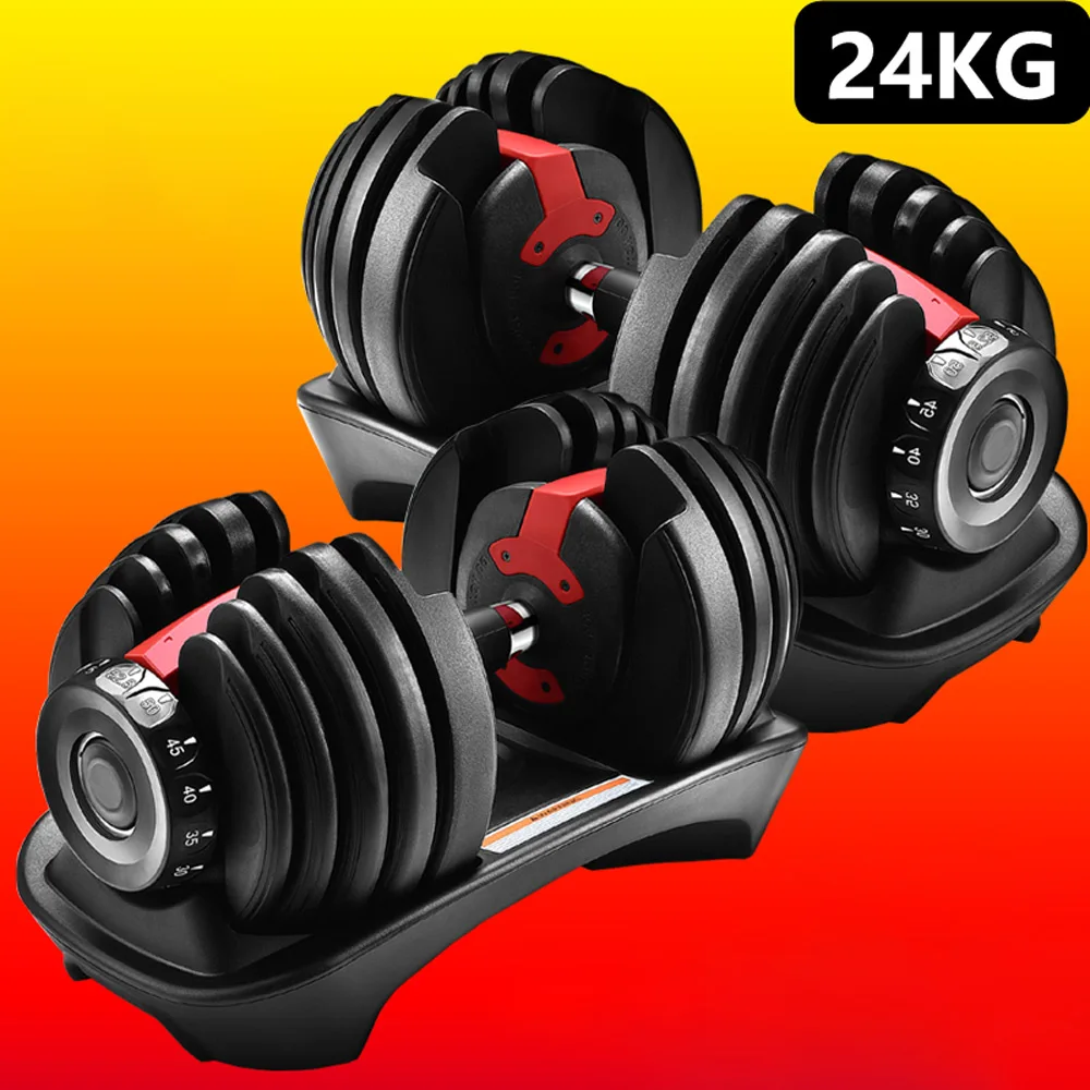 Mancuernas de 24KG, ajuste de hierro y goma, mancuernas de peso múltiple, mancuernas ajustables baratas, equipo de fitness para el hogar