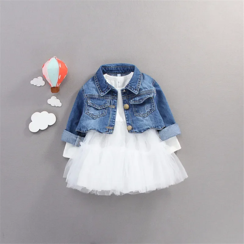 

2024 Autumn Infant Baby Girls Clothes Sets Princess Denim Jacket + Dress 2Pcs Baby Girl Outfit Suits for Baby Girl Clothing Set