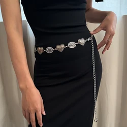 Gold Waist Chain Belt Female Western cowgirl Metal Belts For Women Punk High-end Luxury Brand Elliptical Heart Gothic Waistband