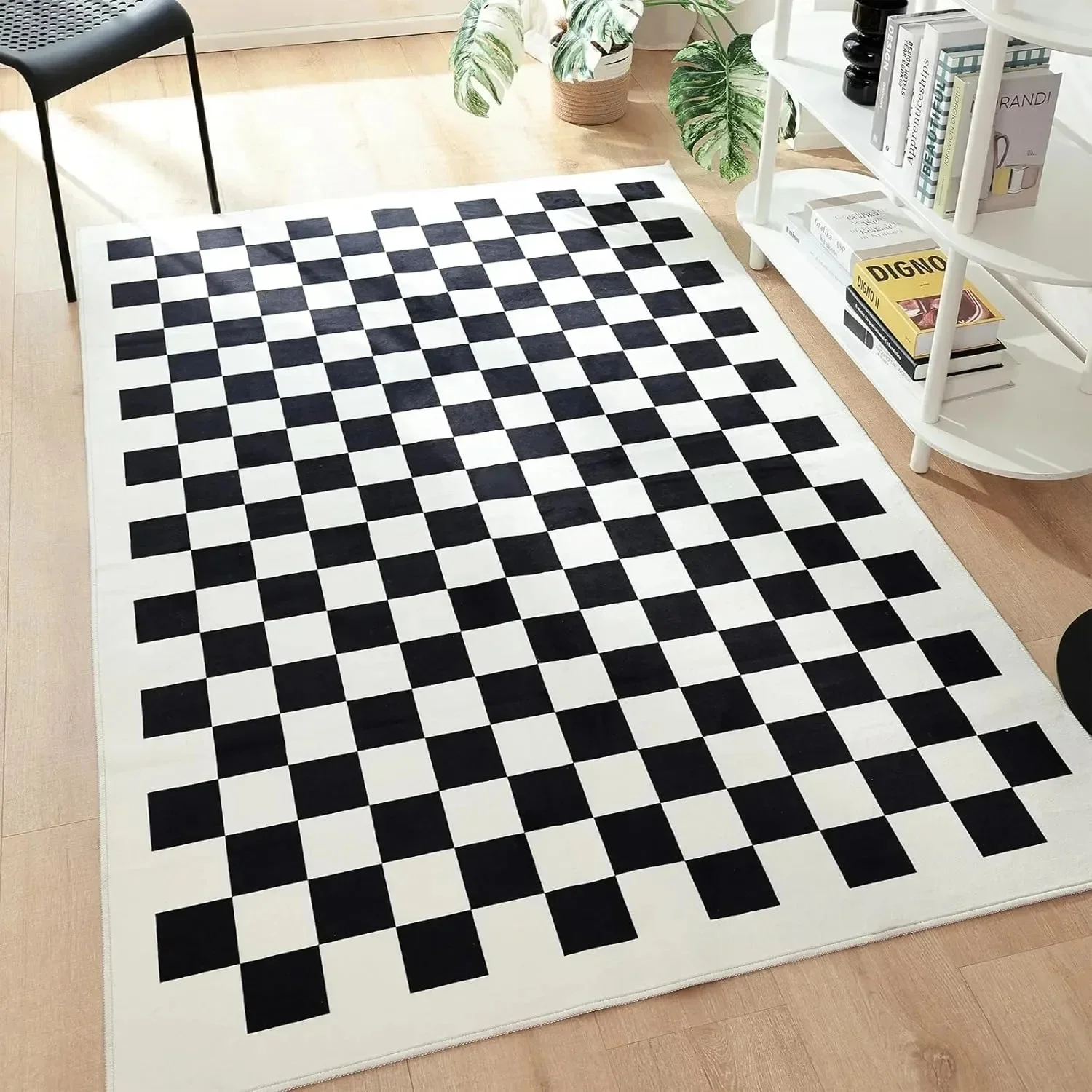 Modern Minimalist Plaid Carpet Mechanical Washable Floor Mats Non-slip Sofa Table Area Rugs for Home Bedroom Living Room Decor