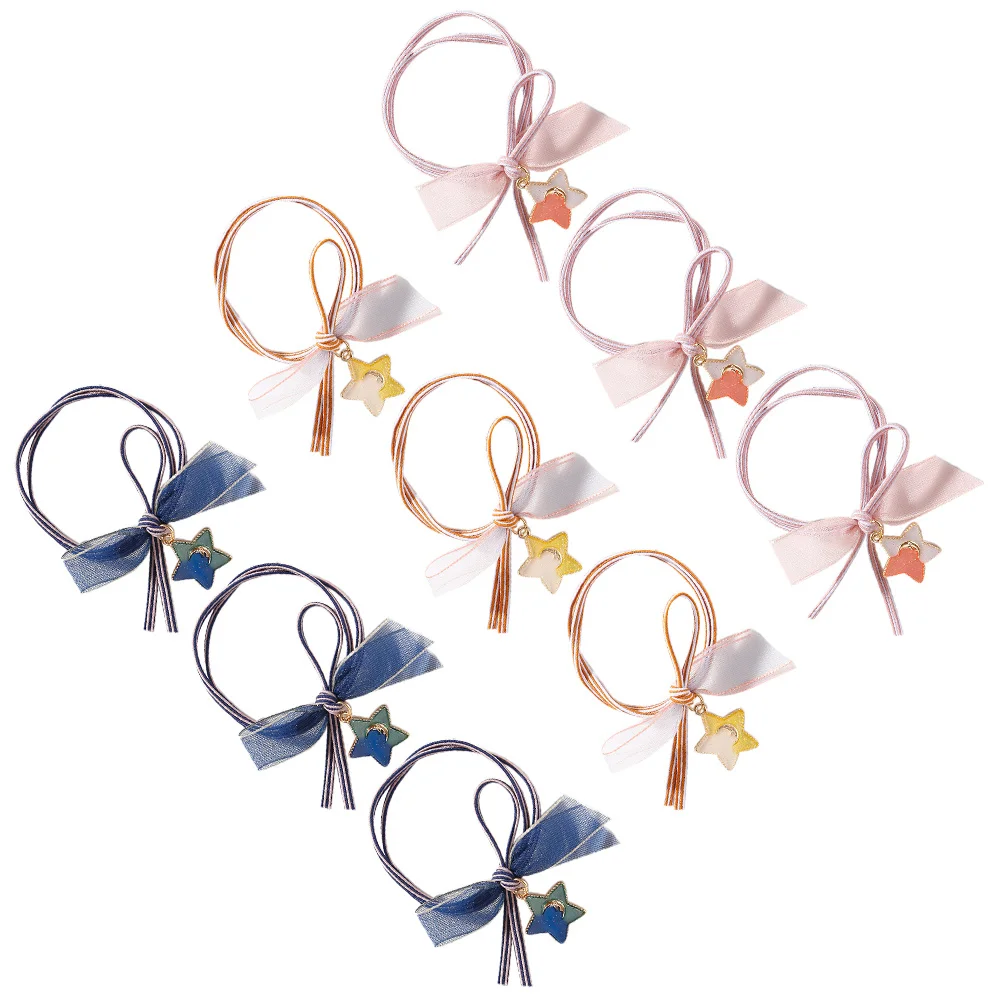 

10pcs Star Tie Simple High Stretchy Ponytail Holder For Women Beading Rope Fashion Hair Ring Daily Wear Hair Band