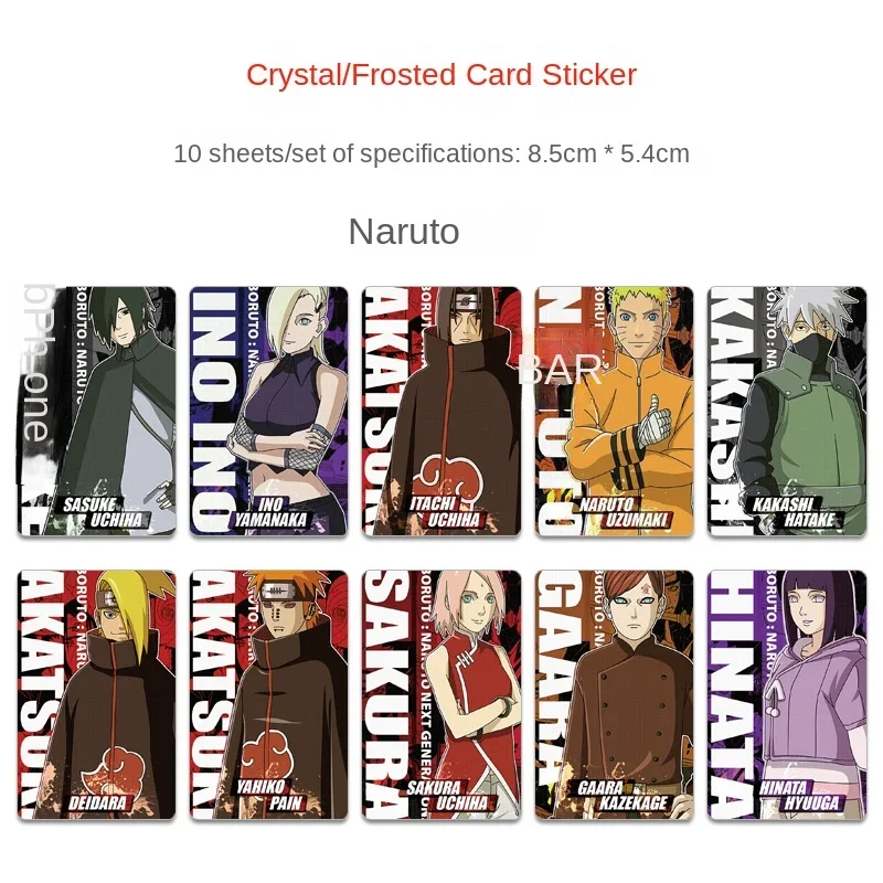 Naruto HD Fosco Crystal Card Stick, Pequeno Cartão Arroz Tráfego, Anime Periférico