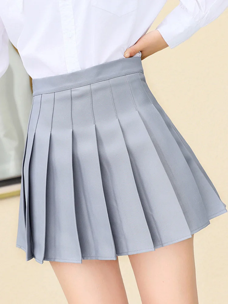 2024 Summer New Mini Pleated Skirt Short Women Girls Tennis Casual High Waist Solid White