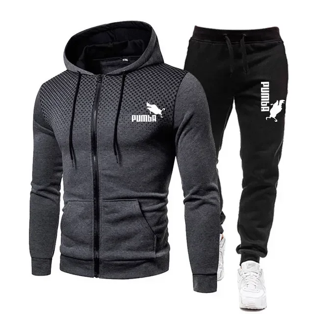 Men\'s hooded clothing for autumn and winter is suitable for new brand sports print sets, men\'s fleece casual designer sportswear