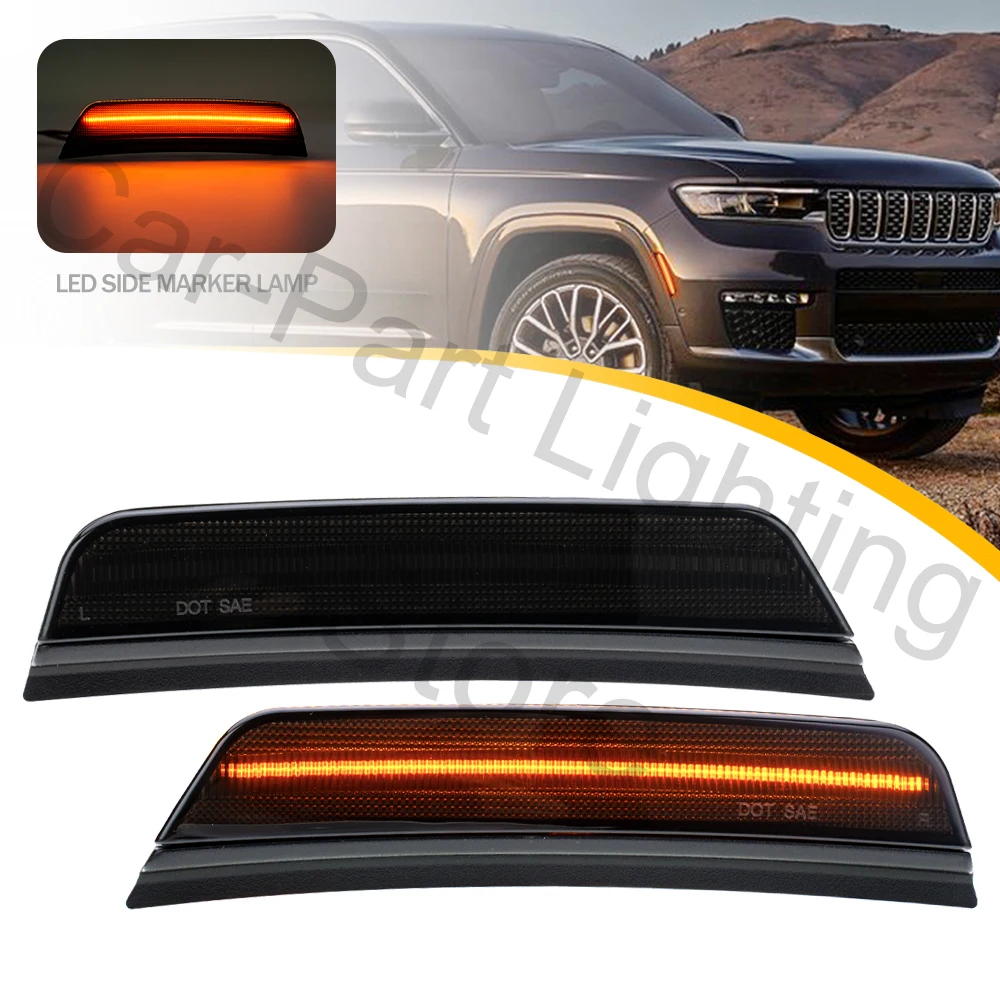 2Pcs For 2021-2024 Jeep Grand Cherokee L WL Led Front Turn Signal Blinker Lamp front wheel Side Marker light