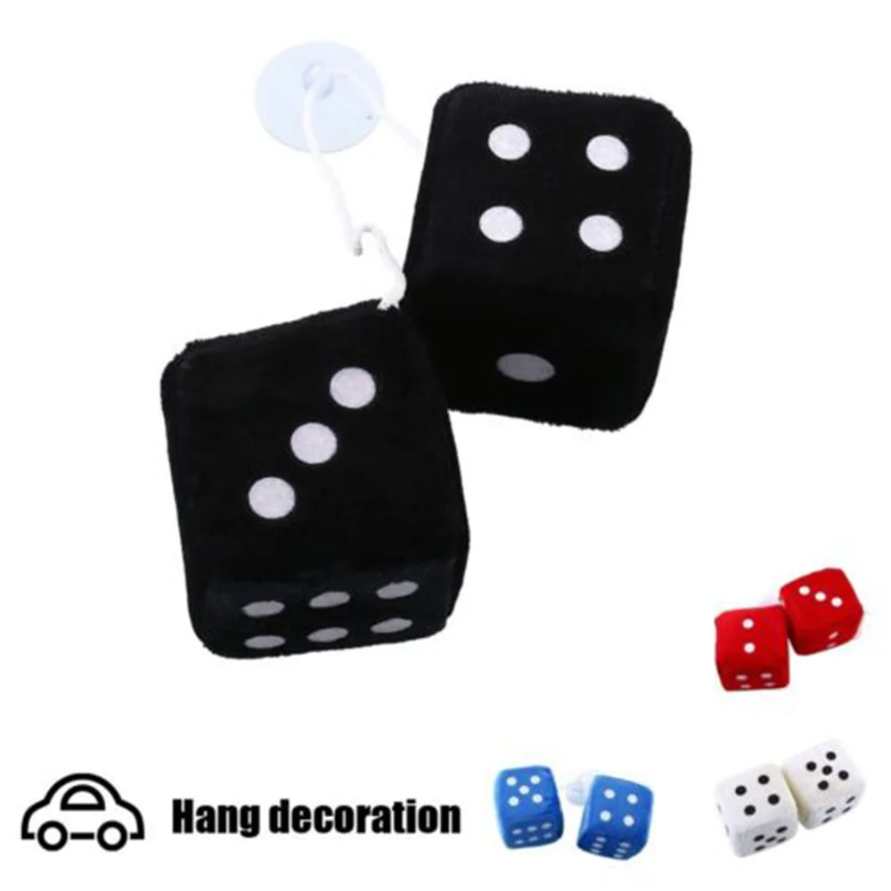 Car Pendant Colorful Plush Dice Craps Car Rear View Mirror Charms Hanging Suspension Ornaments Auto Interior Hanging Decoration