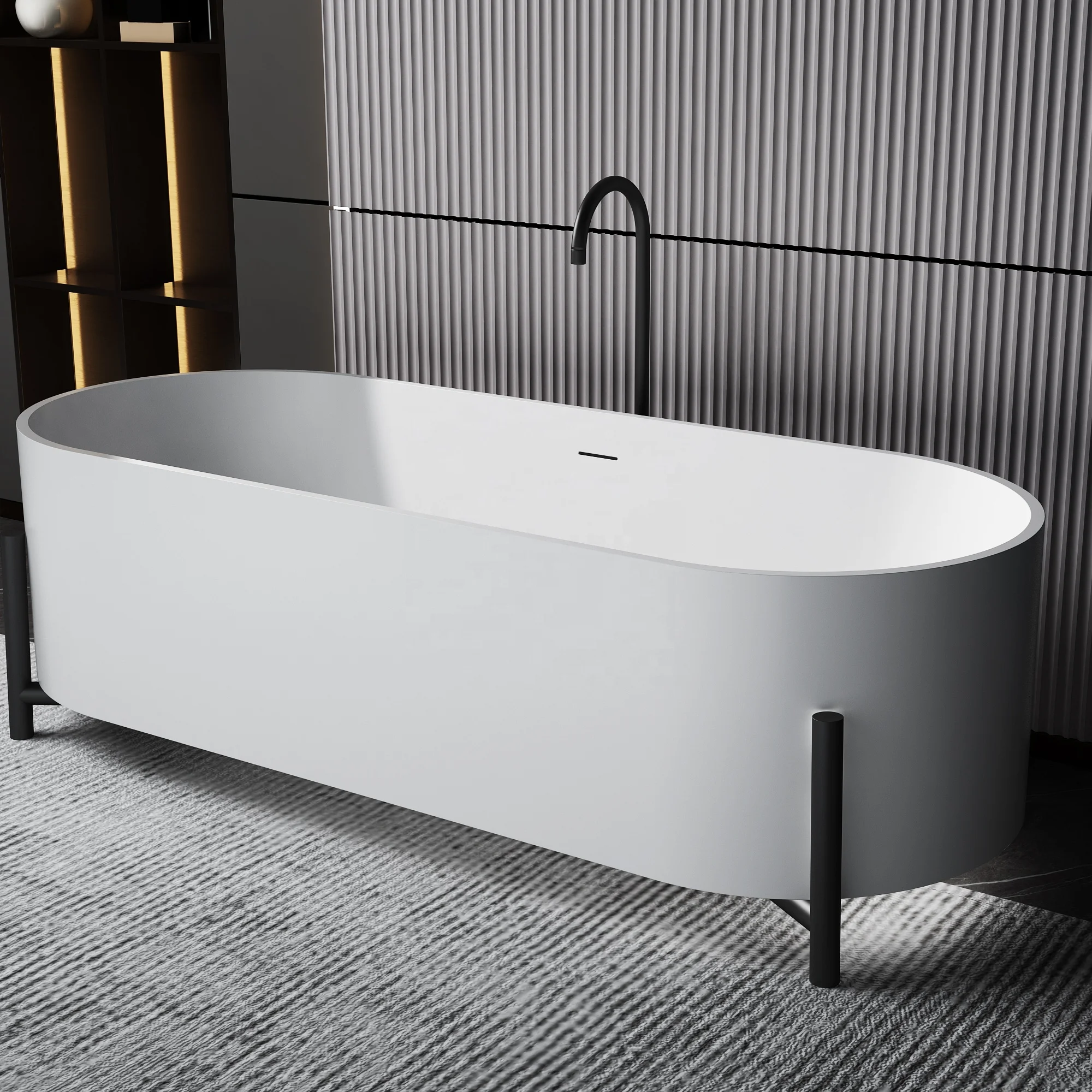 

BathtubBathtub Modern For Adults Solid Surface Bathtub Indoor Freestanding Artificial Stone Luxury White Bath Tub