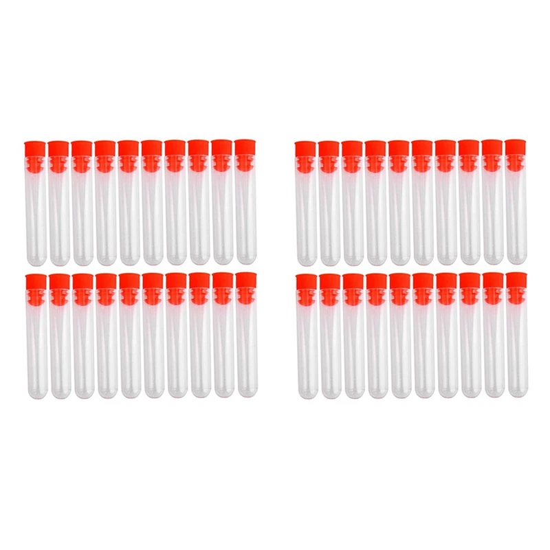 HOT SALE 40 Pcs Non-Completed Plastic Test Tubes Lab Test Tool With Screw Cap Transparent, 12 X 60Mm