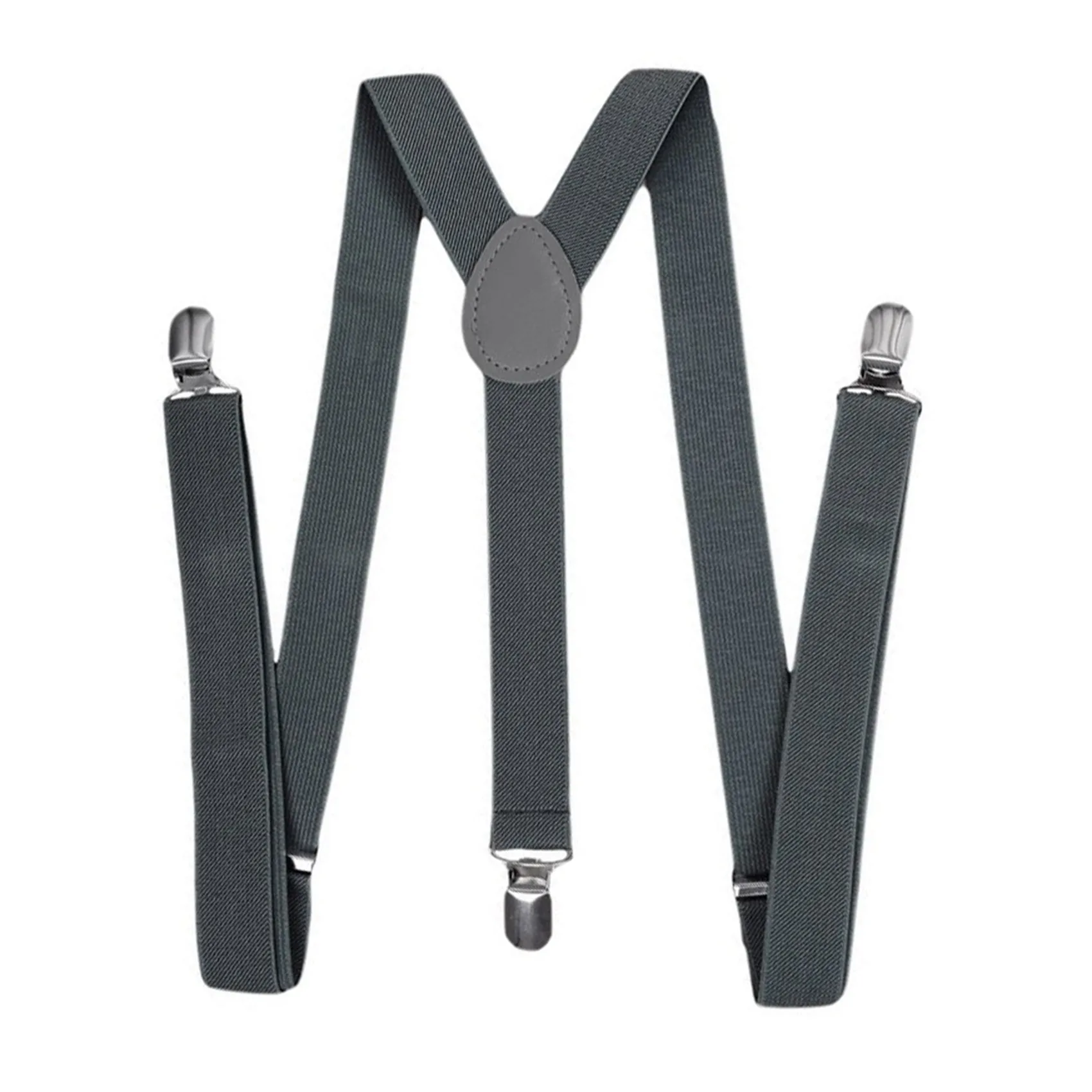 

FX-2X Unisex Clip On Suspender Elastic Y-Shape Back Formal Adjustable Braces, Dark Gray