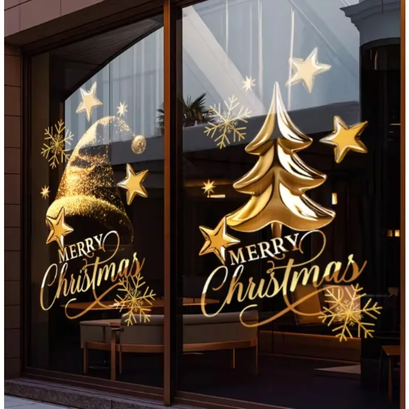 مجموعة 6 أوراق مع ملصقات أرقام كرة عيد الميلاد للعام الجديد لزجاج الشتاء وندرلاند ديكور العطلة شارات نافذة عيد الميلاد