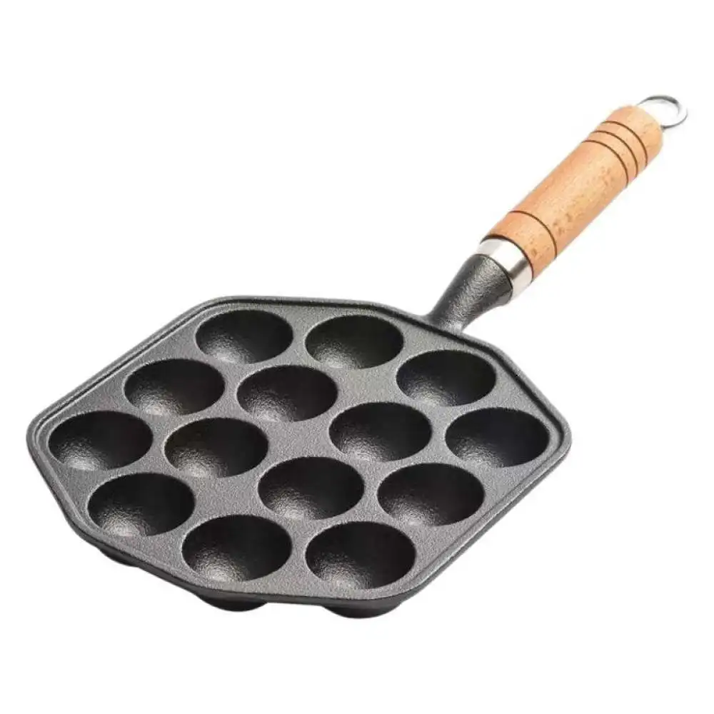 Cast Iron Takoyaki Pan Nonstick Frying Mold Kitchen Cookware For Octopus Balls Quail Eggs Maker Induction Stove Compatible