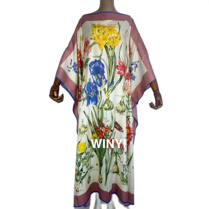 2021 Africa clothing maxi dresses Elegant Women Floral Boho Dress Summer Beach Long Sleeve Evening Party Sundress WINYI