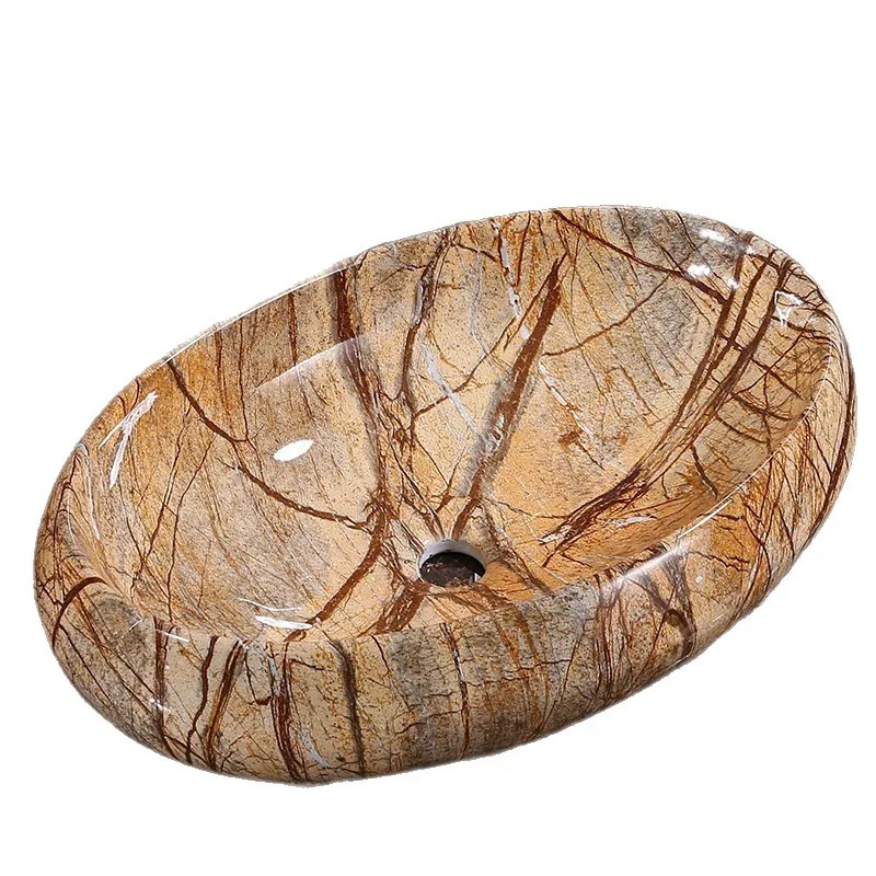 

Круглая керамическая раковина-столешница с мраморным узором, комбинированная, в стиле легкой роскоши, для дома, для малогабаритных квартир