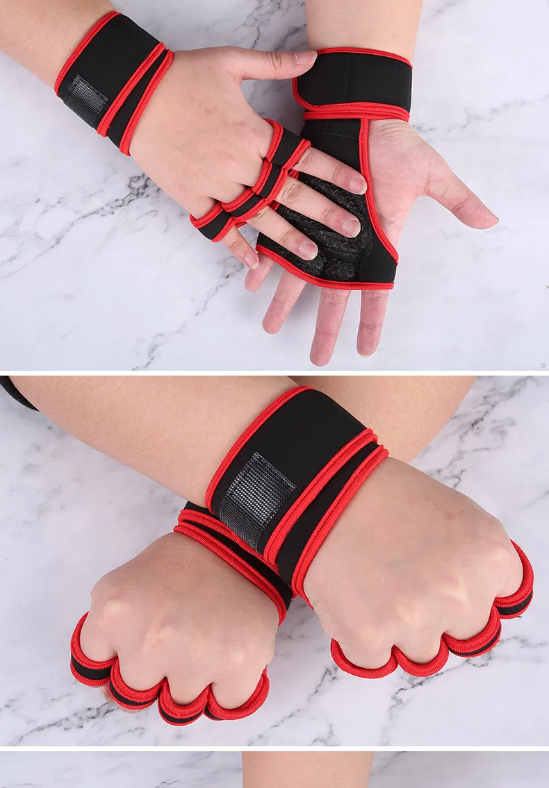 Fitness Männer Frauen Handschuhe Gym Gewichtheben Halbe Finger Handgelenk-Schutz Handschuhe Training Hanteln Anti-Keule Anti Slip Handschuhe – Detail 4