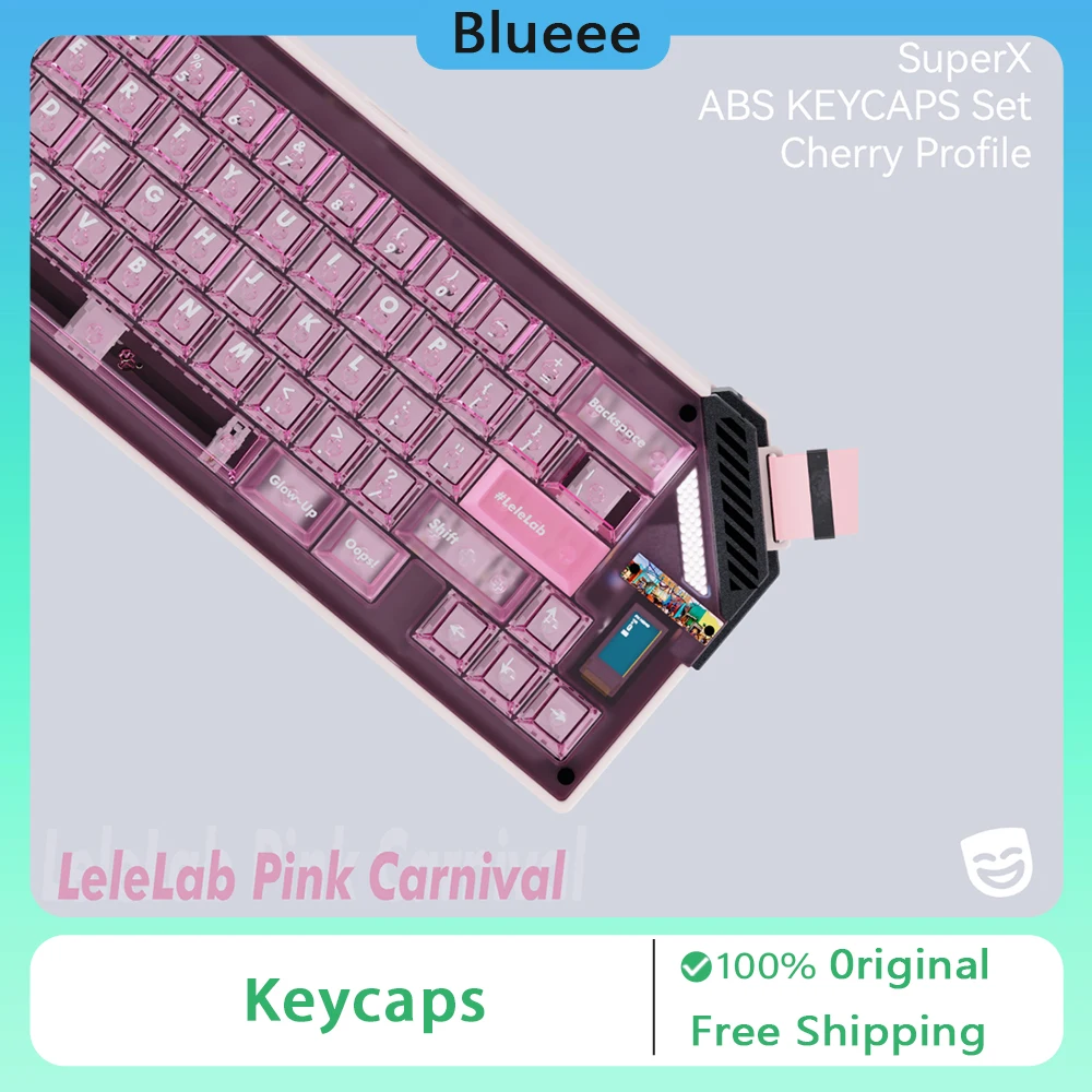 

LeleLab SupSup Pink Carnival Theme Keycap Set ABS Transparent Keyboard Cap Cherry Profile KeyCap Custom for Mechanical Keyboard