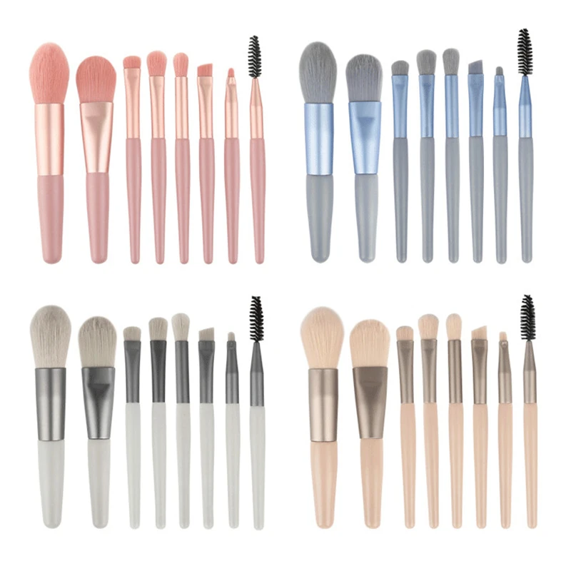 Ensemble de pinceaux de maquillage portables pour femmes, 8 pièces, cosmétique, ombre à paupières, poudre, fond de teint, mélange de Blush, correcteur, outils de maquillage