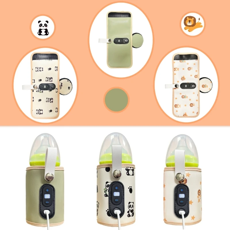 Baby Bottle Warmer Bag 6 Gear Adjustable USB Bottle Warmer Heater Travel Bottle Warmer Insulation Cover with LCD Display