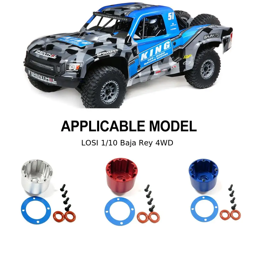 2pcs อลูมิเนียมอัลลอยด์ 1/10 Differential สําหรับ LOSI Baja Rey 4WD RC รถ RC รถอุปกรณ์เสริมอะไหล่ Silver