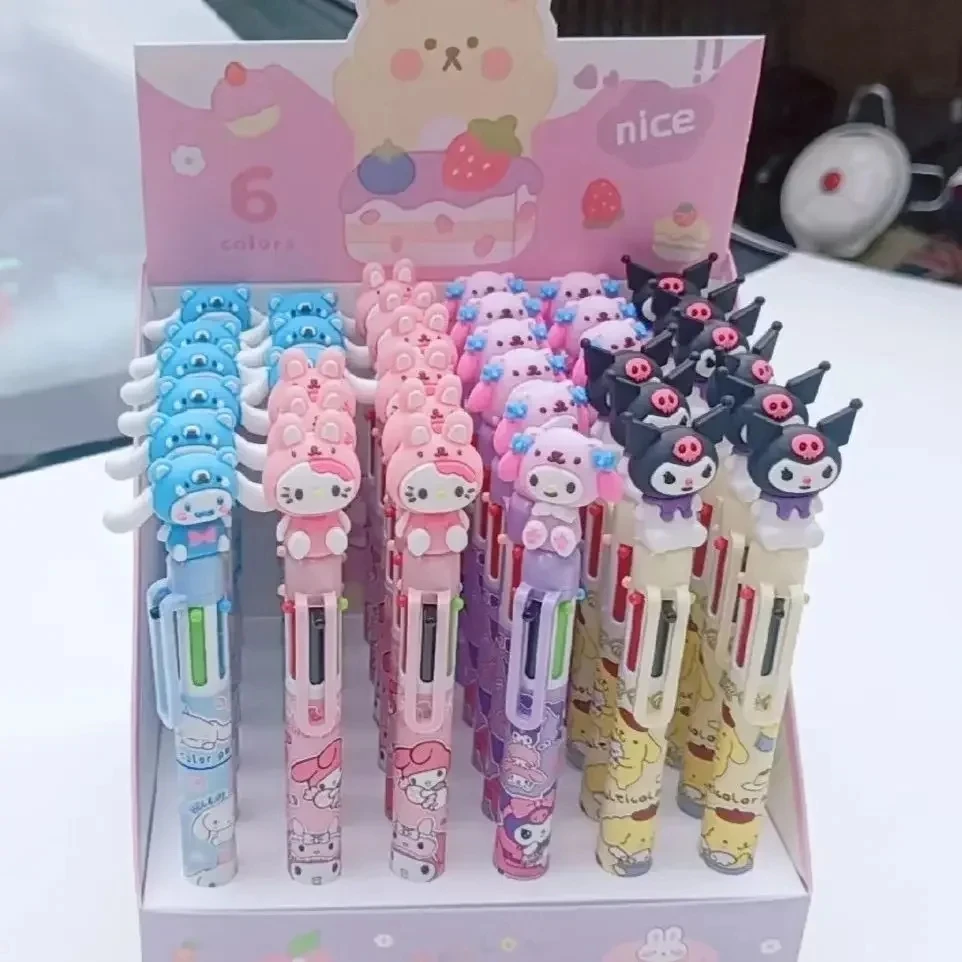 Sanrio 36PC Gel Pens 10 Colors Kuromi Hello Kitty Ballpoint Pen 0.5/0.7mm Multicolor Student Writing Tools Office Supplies Gifts