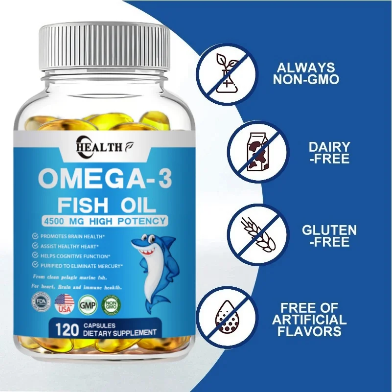 Omega 3 Fish Oil | 4500 Mg EPA And DHA | Over 2100 Mg Omega 3 Fatty Acids | 1300 Mg EPA+860 Mg DHA | Best Essential Fatty Acids