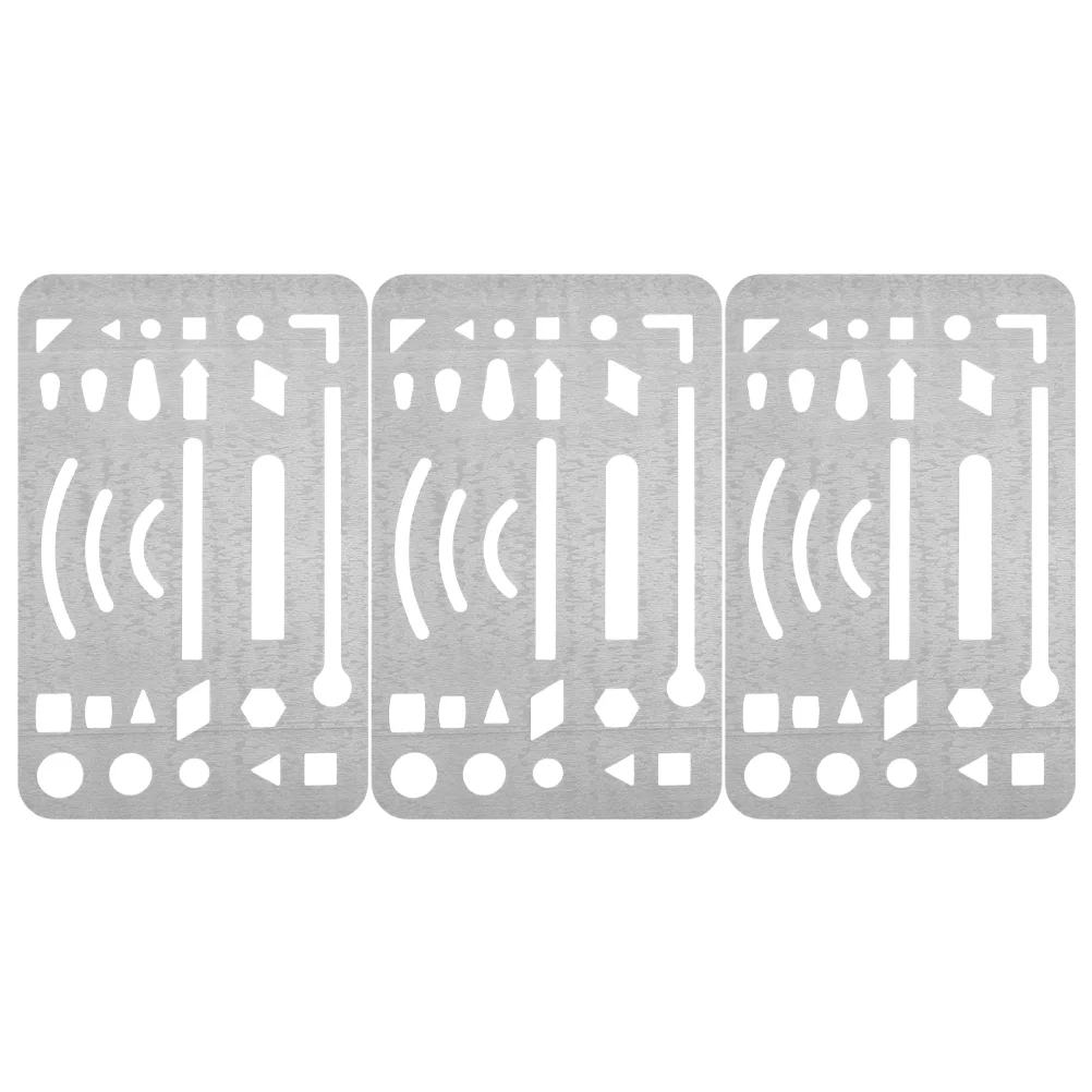 3 Pcs Steel Stencil Stainless Wipe Pictures Erasing Shield for Crafts Engineering Tools Silver