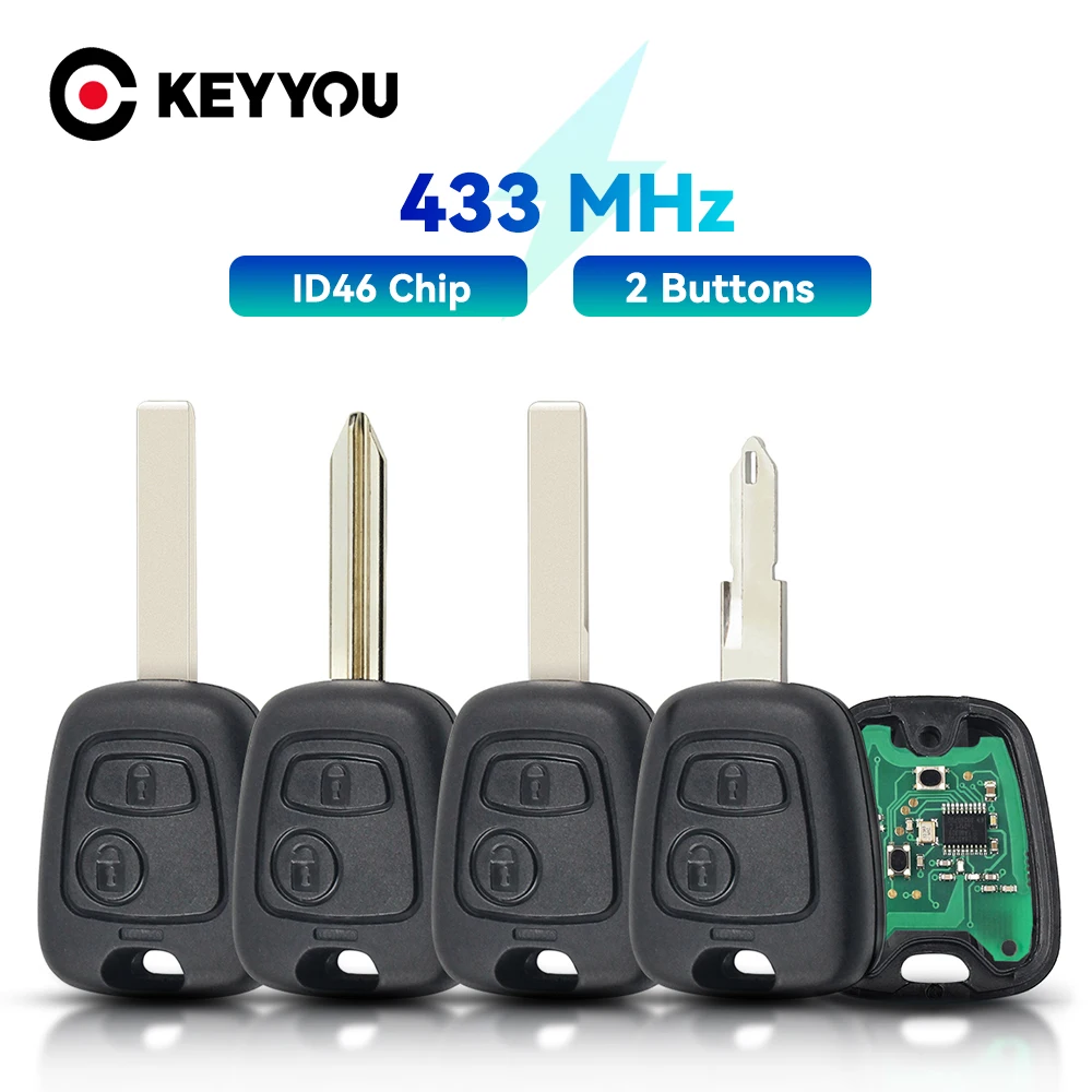 

KEYYOU Автомобильный Дистанционный ключ 433 МГц ID46 чип для Peugeot 106 107 206 306 307 207 407 Partner для Citroen C1 C2 C3 C4 Saxo Picasso