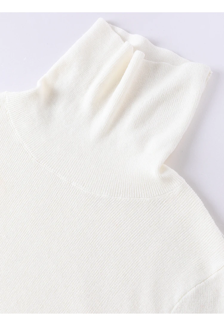 BY3521215 Premium Wollstrickpullover für Damen, eleganter Rollkragenpullover, einfarbig brauner Pullover, schickes, schmales Basic-Top für Bürodamen – Detail 23