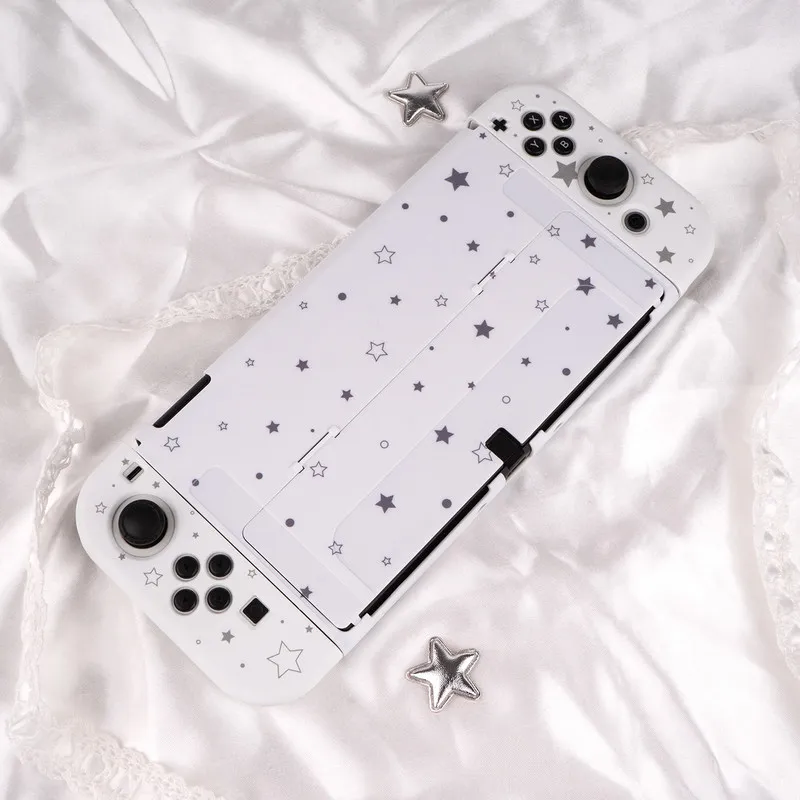 Capa Protetora Original para Switch, Design Coreano Y2K, Estrelas do Céu, Preto e Branco, Capa Rígida para Nintendo Switch, Acessório de Jogo Anime
