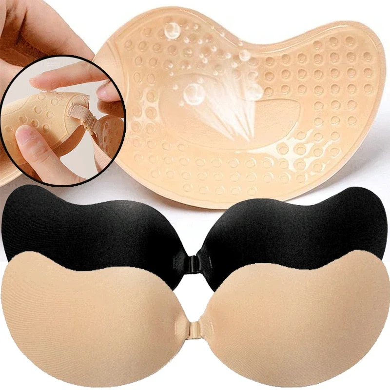 A-D Cup Reusable Nipple Cover Sticker Patch Push Up Bra Adhesive Pasty Strapless Bras Wedding Dress Lingerie Silicone Padding