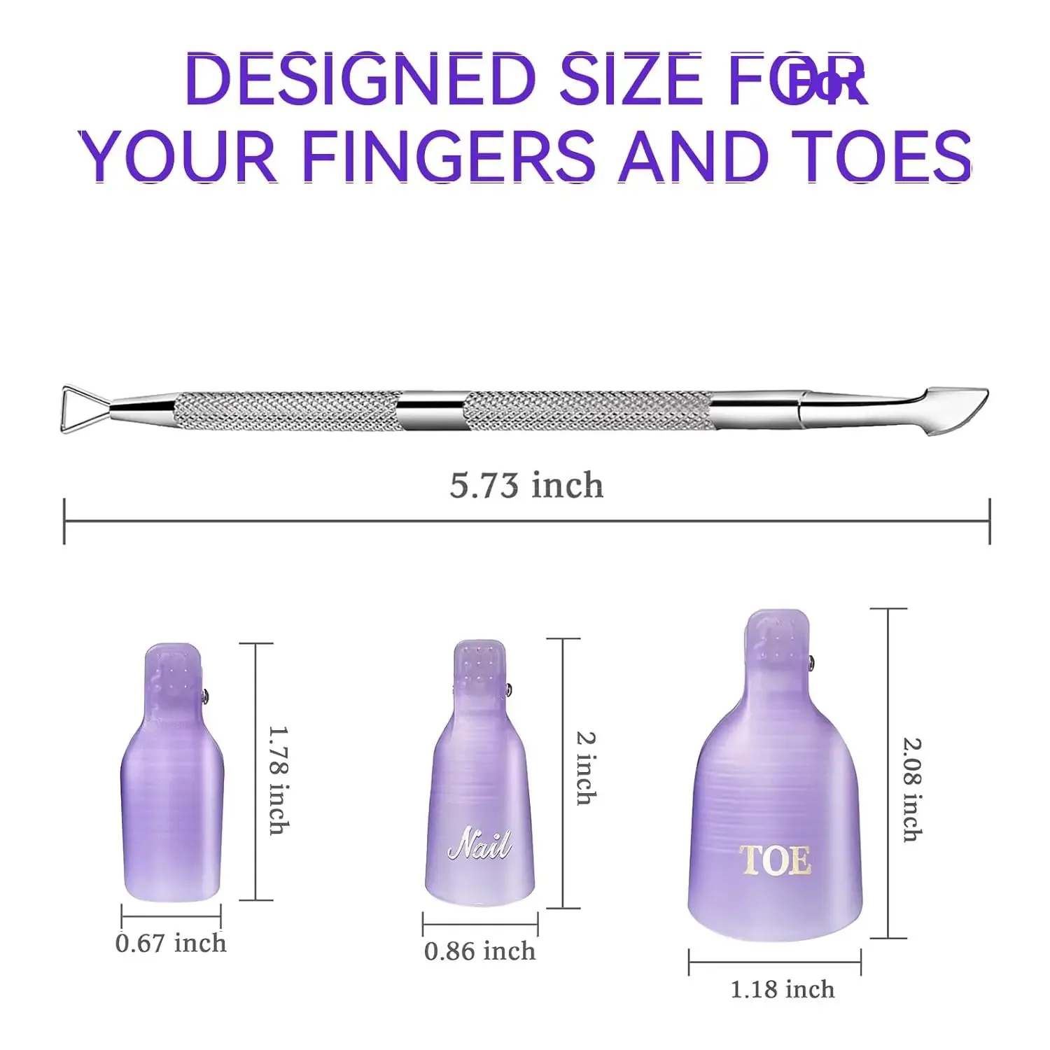 مجموعة مزيل فن الأظافر قابلة لإعادة الاستخدام - 20 قطعة من مشابك نقع (يد + قدم) مع مبرد أظافر لإزالة طلاء الأكريليك والجل