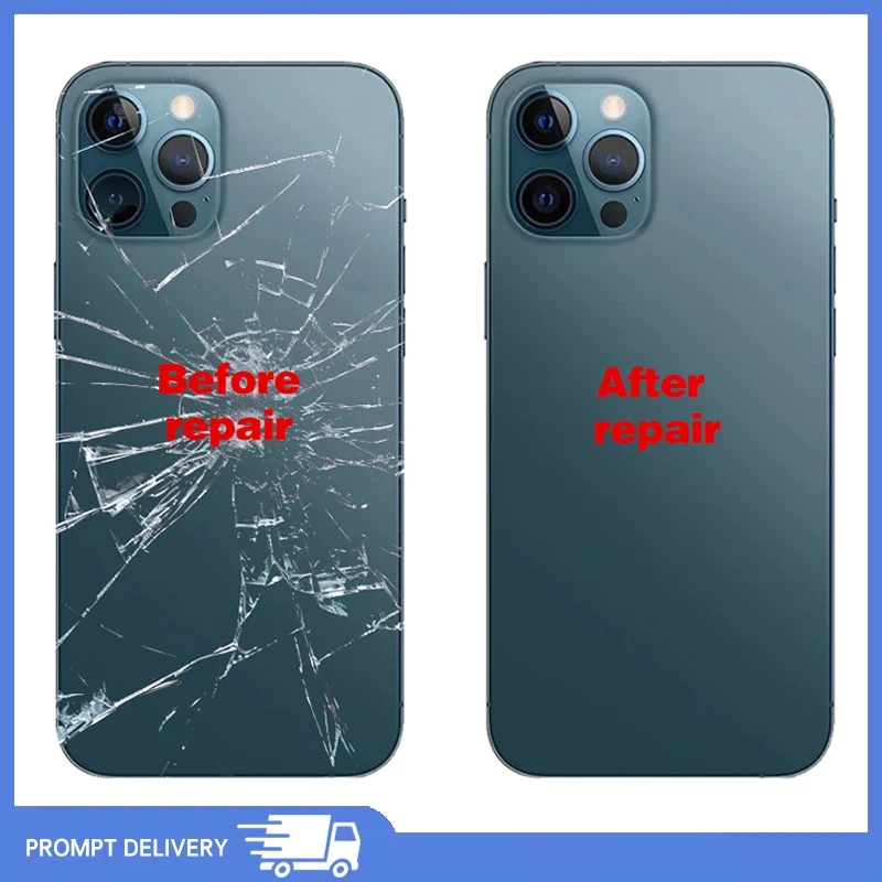 For iPhone 12 Mini Big Camera Hole Glass Panel 12 Phone Battery Back Cover Housing Case Rear Glass Panel ADD 3M Adhesive Replac