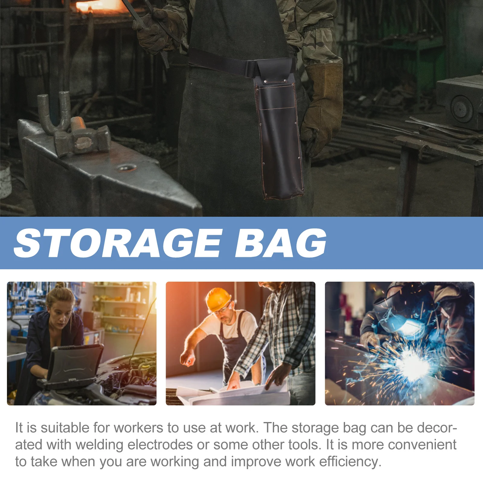 1Pcs Welding Rod Bag Fireproof Wear-Resistant Two-Layer Anti-Scalding Welding Rod Storage Container with Rivets