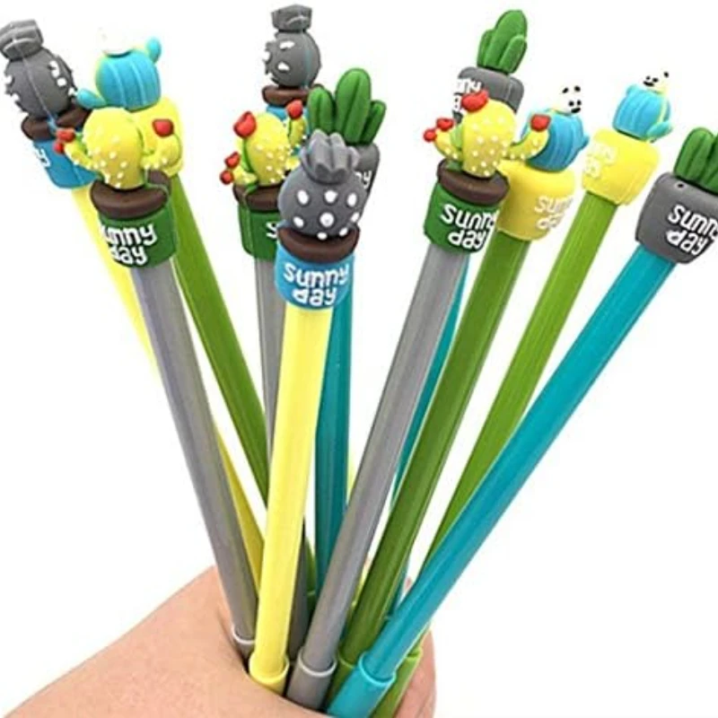 

40 Pcs Cute Colorful Kawaii Lovely Cartoon Novelty Creative Botany Plant Cactus Gel Ball Pens Office School Supply Stationery