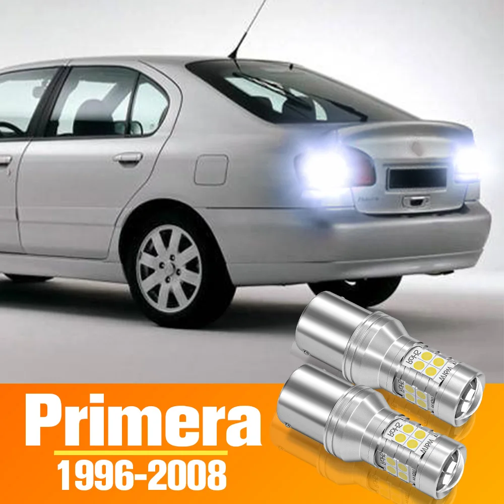 ไฟ LED 2ชิ้นสำหรับอุปกรณ์เสริมของ Nissan Primera หลอดไฟ1996-2008 1998 1999 2000 2001 2002 2003 2004 2005 2006 2007สำรอง