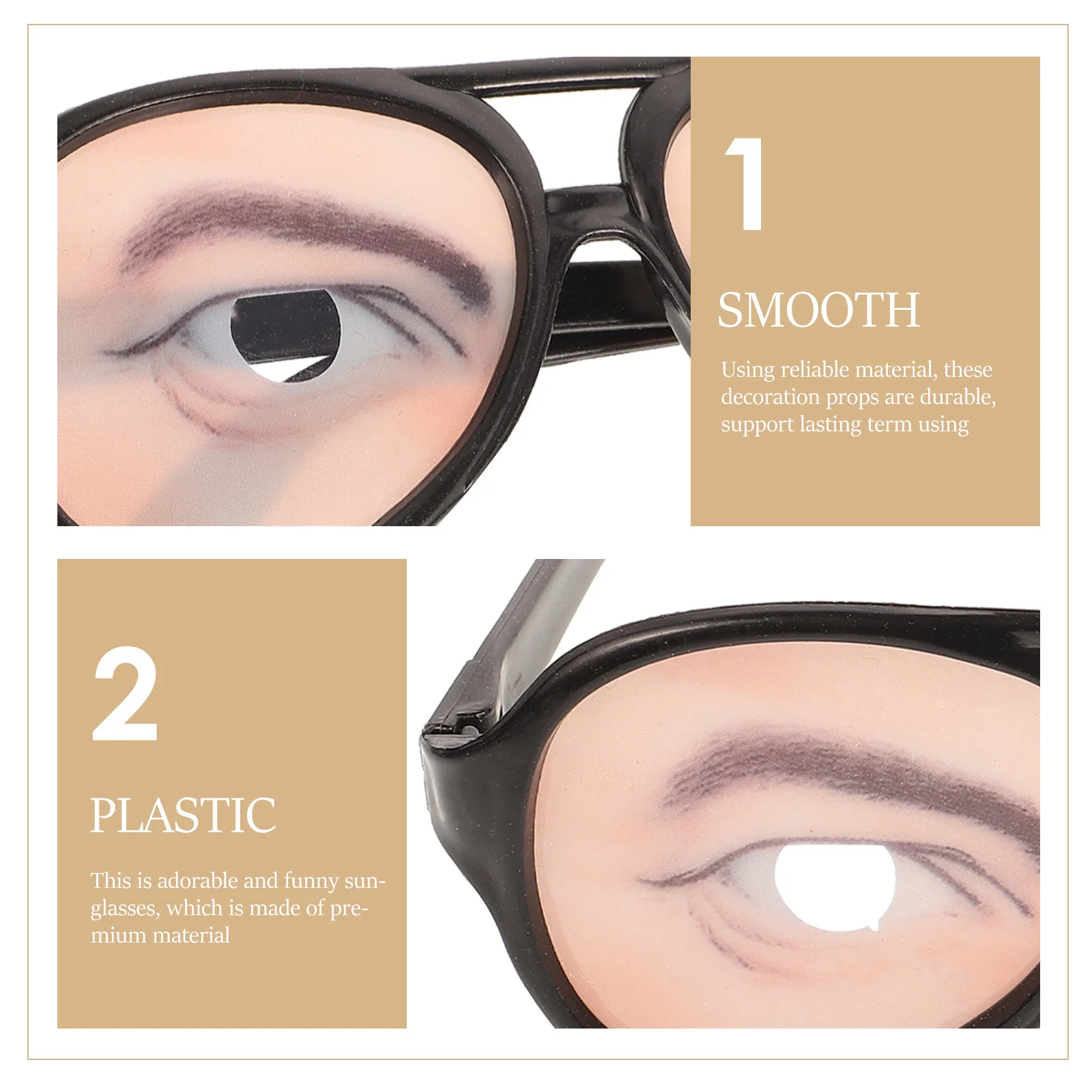 

2Pcs Female Male Funny Eye Glasses Simulation Glasses Halloween Photo Props Cool Eyebrow Lash Design Funny Eyeglasses