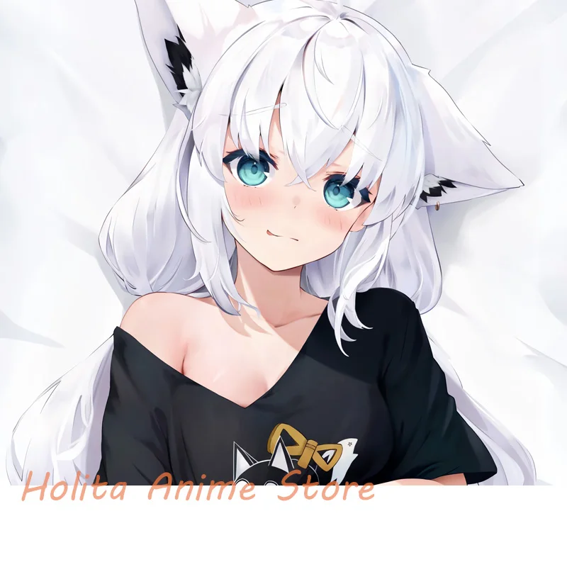 Dakimakura Shirakami Fubuki Vtuber Anime Double-sided Print 2WAY Life-size Body Pillow Cover Pillowcase