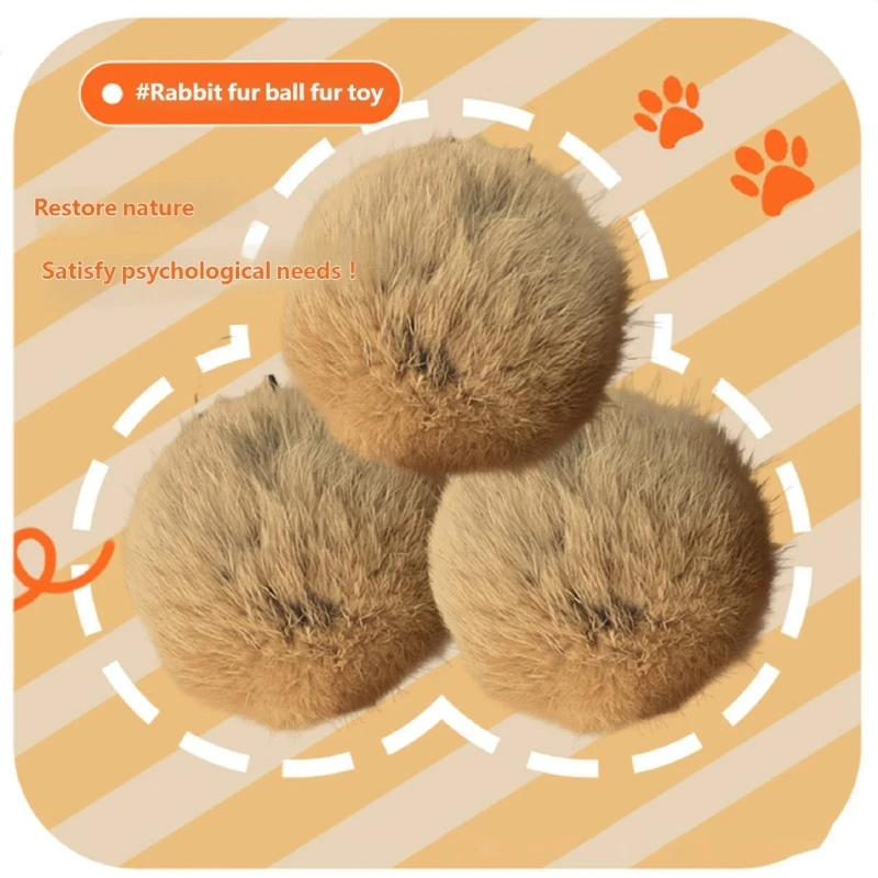 

Rabbit Furs Quiet Cats Ball Cats Entertainment Play and Quiet Rolling Toy Natural Texture Design Indoor Outdoor Use 15UB