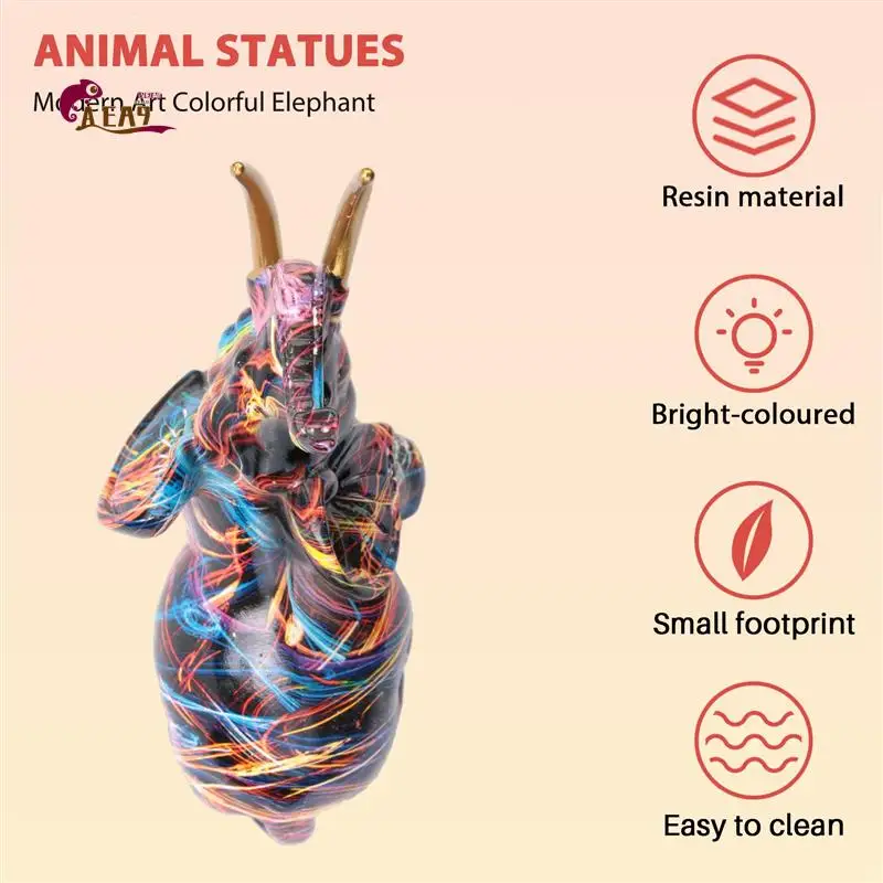 

AEA9-Nordic Painting Graffiti Elephant Sculpture Figurine Colorful Art Elephant Statue Creative Resin Animal Statue Decor