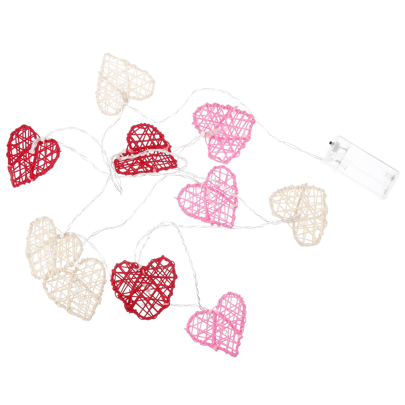 1 مجموعة على شكل قلب مصباح ليد سلسلة الروطان ديكور لحفل الزفاف عيد ميلاد عيد الحب الطرف الديكور الروطان القلب مصباح سلسلة