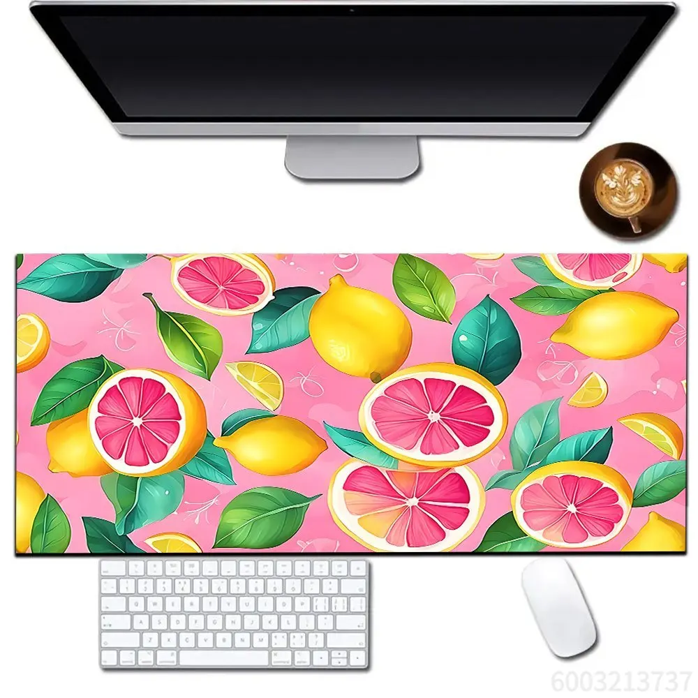 Cartoon Avocado Green Desk Mat, Large Non Slip Rubber Base Mousepad, Kawaii Fruit Design Keyboard Table Pad
