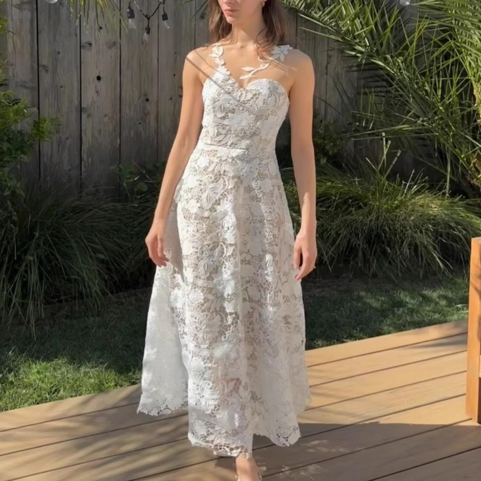 

Белое кружевное платье, женское элегантное летнее праздничное платье без рукавов, женская уличная одежда, шикарное винтажное вечернее платье, облегающее платье