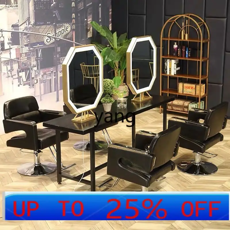 lmm Vintage Solid Wood Barber Shop Hairdressing Dressing Table Hair Salon Hair Cutting Mirror