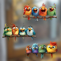 1PC Birds Cartoon Funny Window Stickers Waterproof Self-adhesive for Glass Window Door DIY Bedroom Wall Universal Vinyl Decals