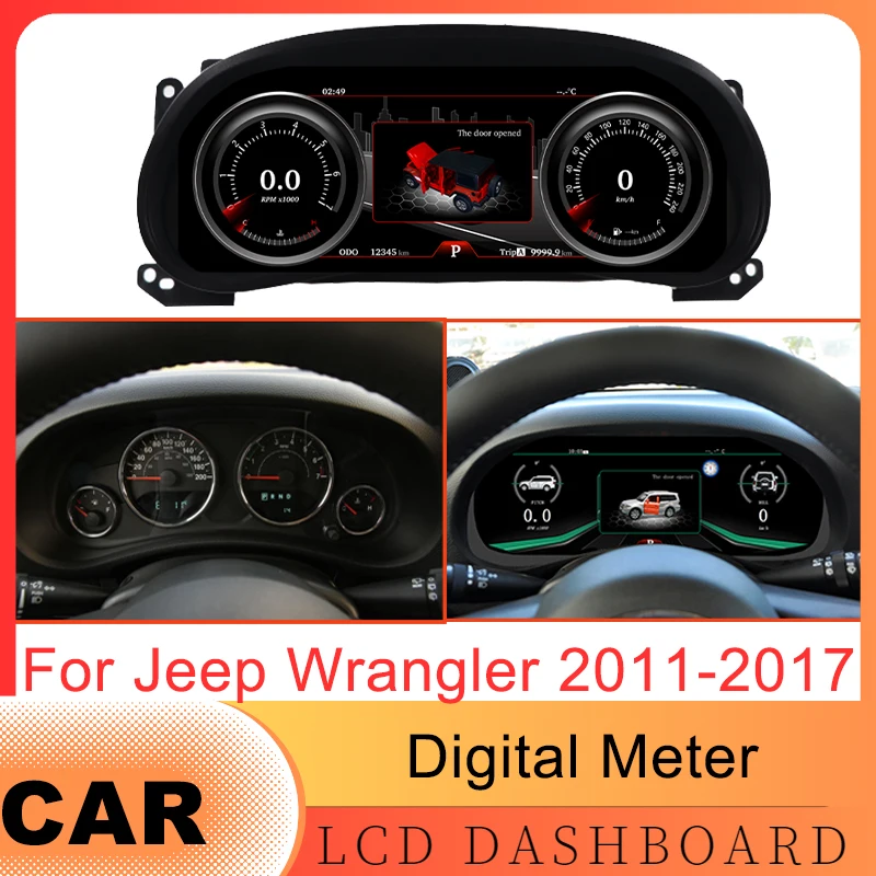 

12.3" Upgrade Car Digital Dashboard Panel LCD Display Instrument Cluster Virtual Cockpit Speedometer For Jeep Wrangler 2011-2017