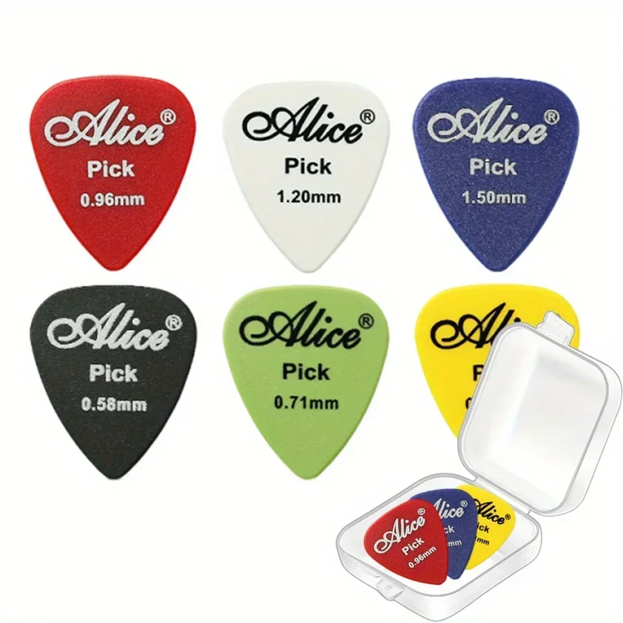 6pcs Boxed Alice Guitar Picks Plastic Colorful Guitar Paddles Thickness 0.58-1.50mm 6 Size for Bass Ukulele Music Equipment JXB