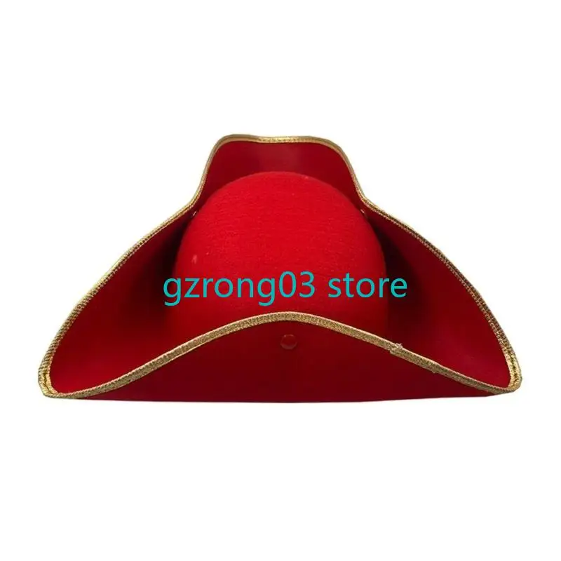 127C Chapéu Tricórnio Colonial Engraçado Halloween Proformances Carnaval Chapéu Pirata para Adulto