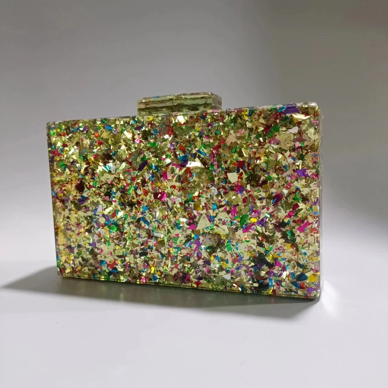 Commercio estero transfrontaliero donna nuova borsa da sera in acrilico con paillettes oro e argento una spalla diagonale frizione per banchetti di