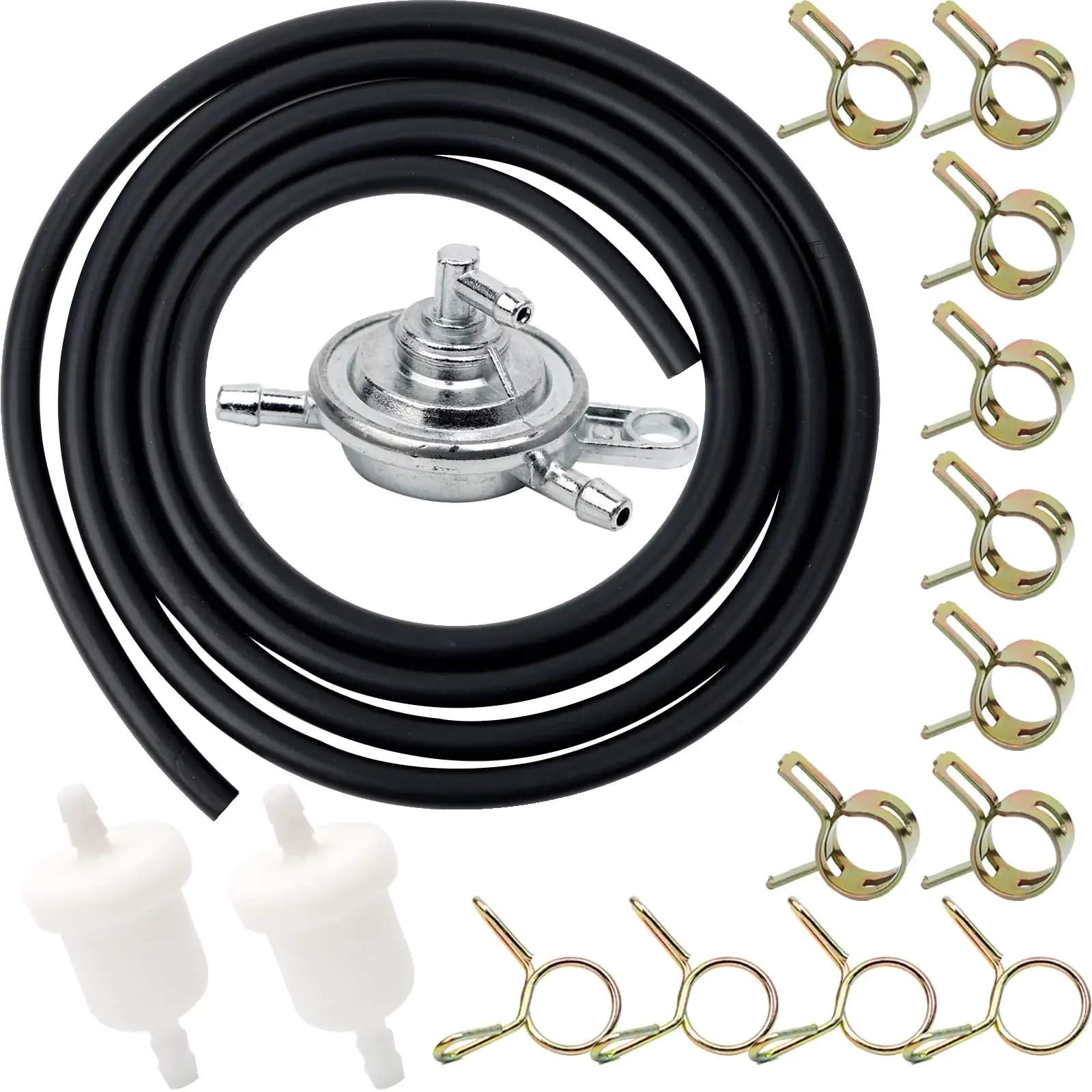 

6.5Foot Lenght 1/4" ID Gas Hose Tube Line + 2Pcs 5/16" Fuel Filters + 12Pcs 2/5" ID Hose Petcock for GY6 50cc 125cc 150cc