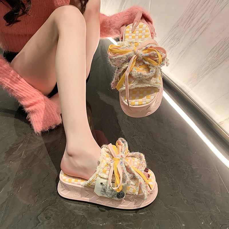Lace-up Summer Women\'s kawaii Muffin Shoes Fashion Ladies Thick Soled Casual Sandals Casual Beach Shoes Female Jelly Shoes