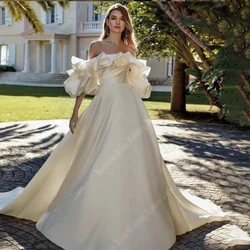 Vestidos De Novia con hombros descubiertos para mujer, vestidos De Novia con bola De compromiso, longitud para fregar, Vestido De Novia sin espalda De princesa personalizado